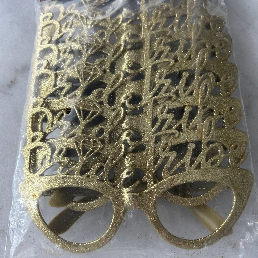 Gold Glitter BRIDE TRIBE Glasses Set
